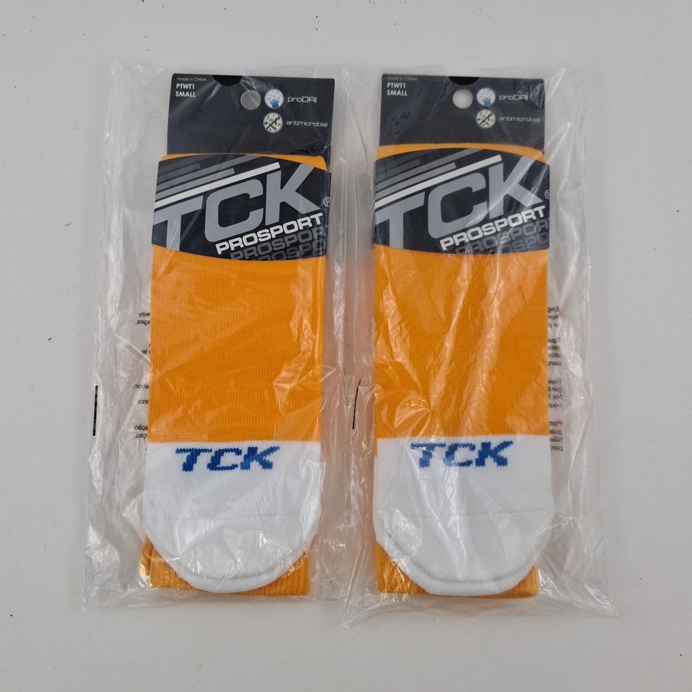 TCK ProSport Socks Mens Small Gold Over Calf ProDRI Antimicrobial White Toe